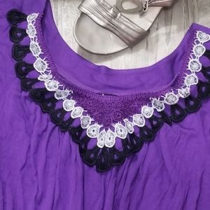 Wrapper Tops - Lg. Purple Top w/ Black & White Lace Trim Wrapper Tops - Lg. Purple Top w/ Black & White Lace Trim